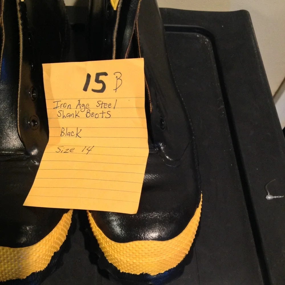 Iron Age Steel‎ Shank Steel Toe Men's Size 14 Black Yellow Work Boots Low Top